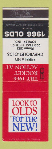 Matchbook Cover - 1966 Oldsmobile Freeland Chevrolet Folwer IN