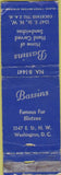 Matchbook Cover - Bassins Sandwiches Washington DC CREASES