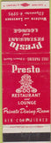 Matchbook Cover - Presto Restaurant Chicago IL CREASE
