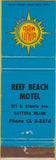 Matchbook Cover - Reef Beach Motel Daytona Beach FL