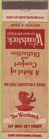 Matchbook Cover - Hotel Woodstock New York City