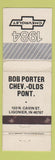Matchbook Cover - 1984 Chevrolet Bob Porter Oldsmobile Ligonier IN WORN