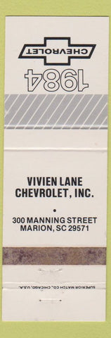 Matchbook Cover - 1984 Chevrolet Vivien Lane Marion SC WORN