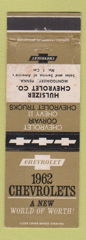 Matchbook Cover - 1962 Chevrolet Hulsizer Montgomery PA WORN
