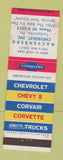 Matchbook Cover - 1963 Chevrolet Hackenberg Turbotville PA STAINED