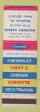 Matchbook Cover - 1963 Chevrolet Weatherly PA WEAR