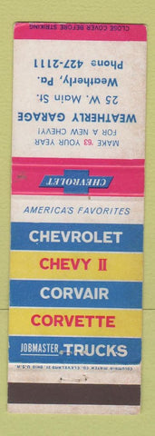 Matchbook Cover - 1963 Chevrolet Weatherly PA WEAR