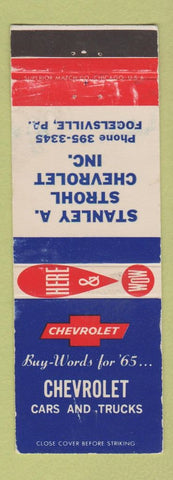 Matchbook Cover - 1965 Chevrolet Stanley Strohl Fogelsville PA WEAR