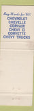Matchbook Cover - 1965 Chevrolet Stanley Strohl Fogelsville PA WEAR