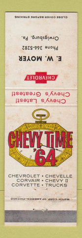 Matchbook Cover - 1964 Chevrolet EW Moyer Orwigsburg PA STAINED