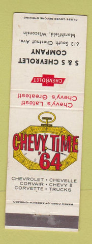 Matchbook Cover - 1964 Chevrolet Marshfield WI Corvette WEAR