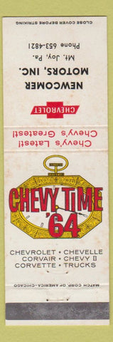 Matchbook Cover - 1964 Chevrolet Newcomer Mount Joy PA STAINED