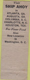 Matchbook Cover - Ship Ahoy Augusta GA