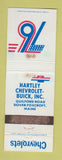 Matchbook Cover - 1976 Chevrolet Hartley Buick Dover Foxcroft ME WORN