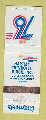 Matchbook Cover - 1976 Chevrolet Hartley Buick Dover Foxcroft ME WORN
