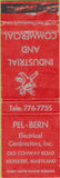 Matchbook Cover - Pel Bern Electrical Muirkirk MD WORN