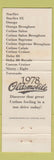 Matchbook Cover - 1978 Oldsmobile HS Risser Elizabethtown PA STAINED