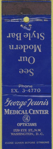 Matchbook Cover - Opticians Medical Center Washington DC Glasses