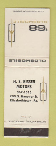 Matchbook Cover - 1968 Oldsmobile HS Risser Elizabethtown PA WEAR