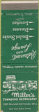 Matchbook Cover - Miller's Turnpike Restaurant Toledo OH