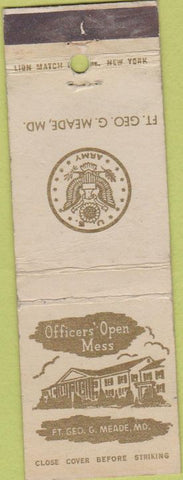 Matchbook Cover - US Army Open Mess Fort Meade MD CREASES