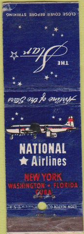 Matchbook Cover - National Airlines NYC Washington Cuba CREASE