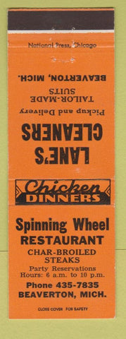 Matchbook Cover - Spinning Wheel Restaurant Beaverton MI Lane's Cleaners