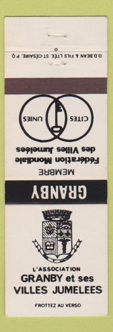 Matchbook Cover - Granby QC Villes Jumelees