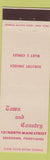 Matchbook Cover - Town and Country Greensburg PA Federal