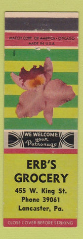 Matchbook Cover - Erb's Grocery Store Lancaster PA