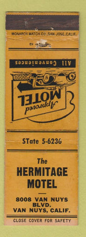 Matchbook Cover - Hermitage Motel Van Nuys CA WEAR
