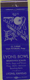 Matchbook Cover - Lyons Bowl Brunswick Lyons KS