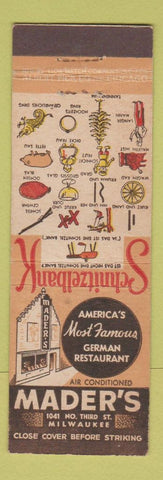 Matchbook Cover - Mader's German Restaurant Milwaukee WI