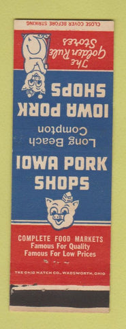 Matchbook Cover - Iowa Pork Shops Long Beach Compton CA #3