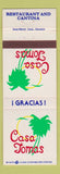 Matchbook Cover - Casa Tomas Cantina Mexican Nacogdoches Tomball Bryan TX