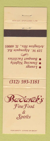 Matchbook Cover - Bacarak's Restaurant Arlington Heights IL