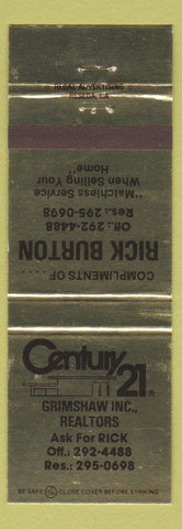 Matchbook Cover - Century 21 Real Estate Grimshaw