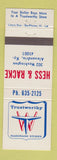 Matchbook Cover - Hess & Racke Hardware Store Alexandria KY