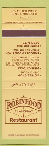 Matchbook Cover - Robinhood Restaurant Pevely MO