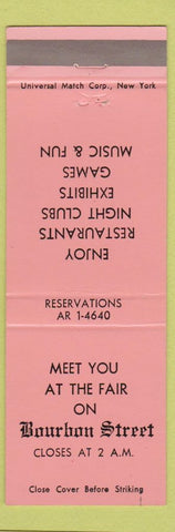 Matchbook Cover - Bourbon Street Fair Restaurant New Orleans? LA