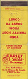 Matchbook Cover - Thrift Courts of America Perry GA motel WORN