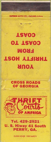 Matchbook Cover - Thrift Courts of America Perry GA motel WORN