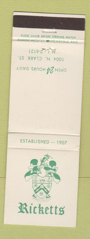 Matchbook Cover - Ricketts Chicago IL?
