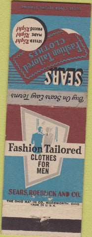 Matchbook Cover - Sears Mens Clothes tailored Johnson's Pipe Tobacco