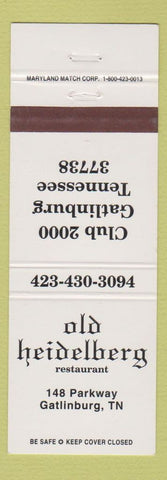 Matchbook Cover - Old Heidelberg Restaurant Gatlinburg TN