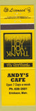Matchbook Cover - Andy's Cafe Erickson MB