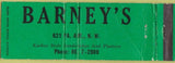 Matchbook Cover - Barney's Kosher  restaurant NO TOWN creases