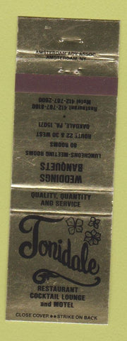 Matchbook Cover - Tonidale Restaurant Oakdale PA