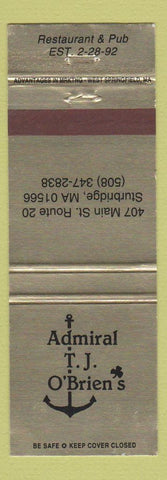 Matchbook Cover - Admiral TJ O'Brien's Sturbridge MA