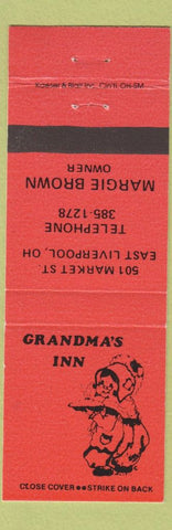 Matchbook Cover - Grandma's Inn East Liverpool OH ORANGE